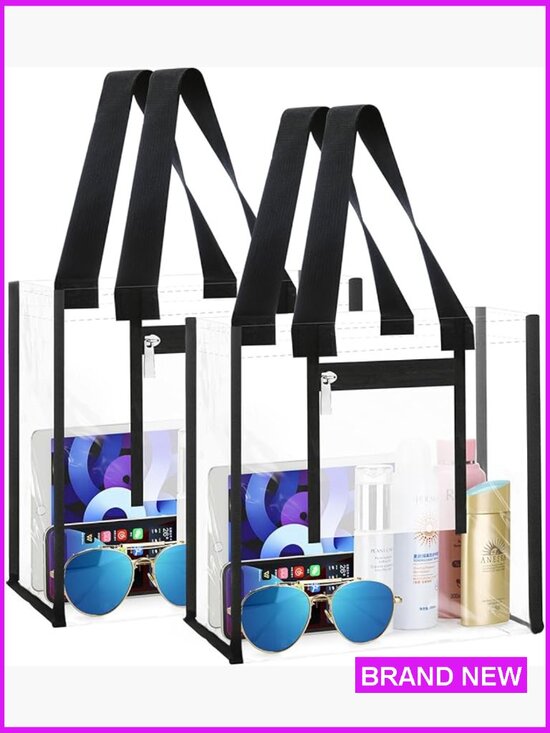 Handbags - Clear Stadium Approved Tote Bag Set for Concerts & Sports Events, Waterproof PVC
